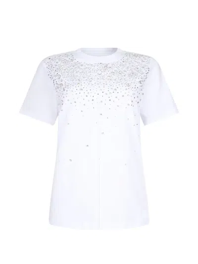 Liu •jo Embellished Round-neck T-shirt In White