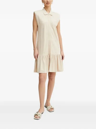 Liu •jo Embellished Ruffled-hem Mini Dress In White