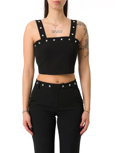 Liu •jo Liu Jo Embellished Square Neck Top In Black