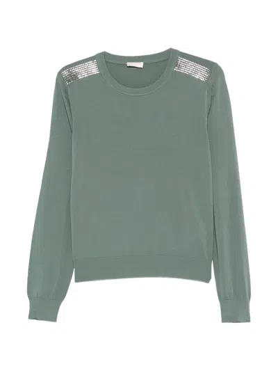 Liu •jo Embellished Sweater In Green