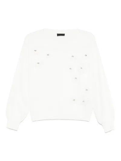 Liu •jo Embellished Sweater In White