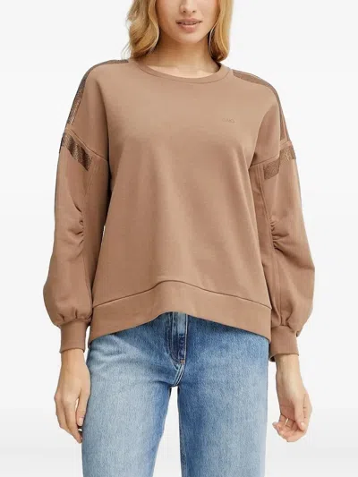 Liu •jo Embellished Sweatshirt In Brown