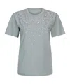 Liu •jo Light Grey Embellished Back Patch T-shirt In Blue