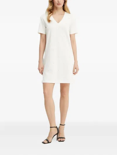 Liu •jo Embellished V-neck Dress In White