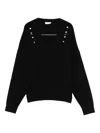 Liu •jo Embellished V-neck Sweater In Black