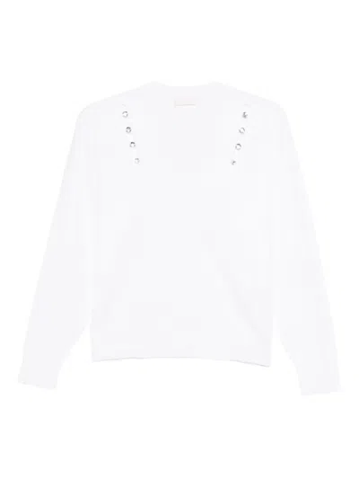 Liu •jo Embellished V-neck T-shirt In White