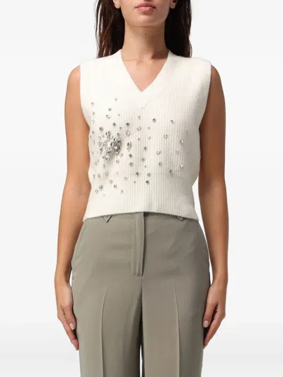 LIU •JO EMBELLISHED V-NECK TOP