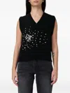 Liu •jo Embellished V-neck Vest In Black