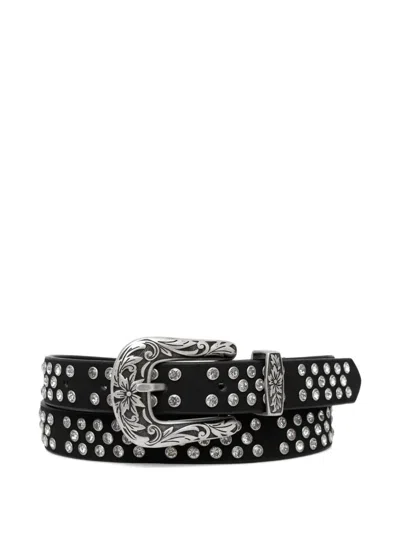 Liu •jo Embellished Western Buckle Belt In Black