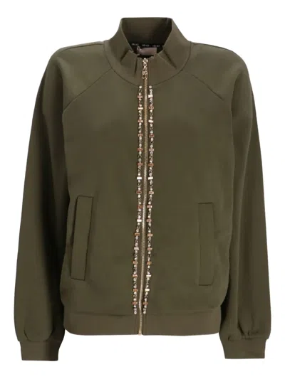 LIU •JO EMBELLISHED ZIP-FRONT BOMBER JACKET