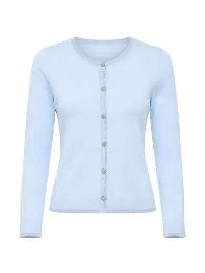 Liu •jo Embellished-button Slit-cuff Cardigan In Blue
