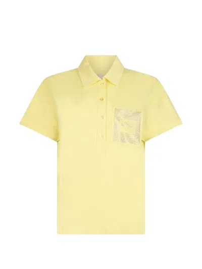 Liu •jo Embellished-pocket Polo Shirt In Yellow