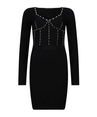 Liu •jo Embellishment Knit Mini Dress In Black