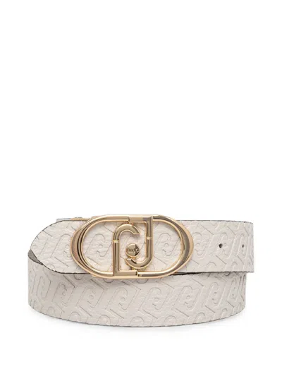 Liu •jo Embossed Buckle Belt In Gray