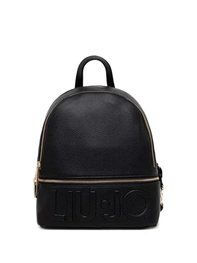 Liu •jo Embossed Logo Backpack In 黑色