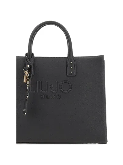 Liu •jo Embossed Logo Charm Tote Bag In Black