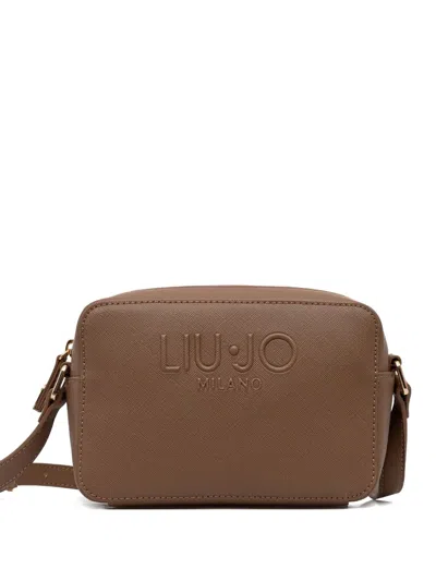 Liu •jo Embossed-logo Satchel In Brown