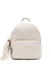 Liu •jo Embossed-logo Tassel Backpack In White