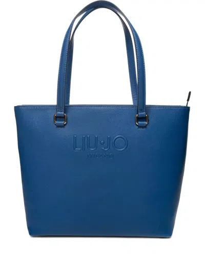Liu •jo Embossed-logo Tote Bag In Blue