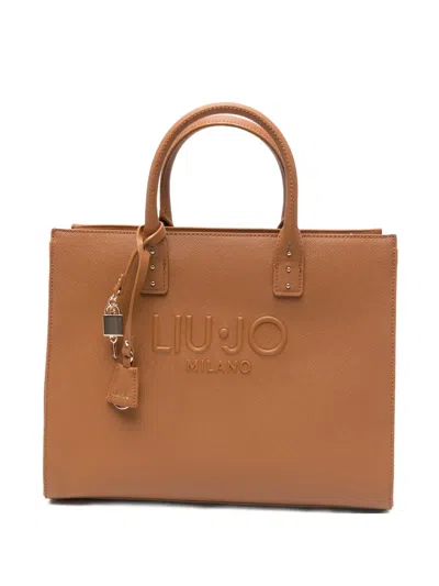 Liu •jo Embossed-logo Tote Bag In Brown