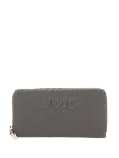 Liu •jo Embossed-logo Zip-fastening Wallet In Gray