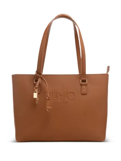 Liu •jo Embossed Padlock Shoulder Bag In Brown