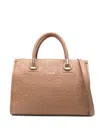 Liu •jo Embossed Satchel Leather Tote Bag In Brown