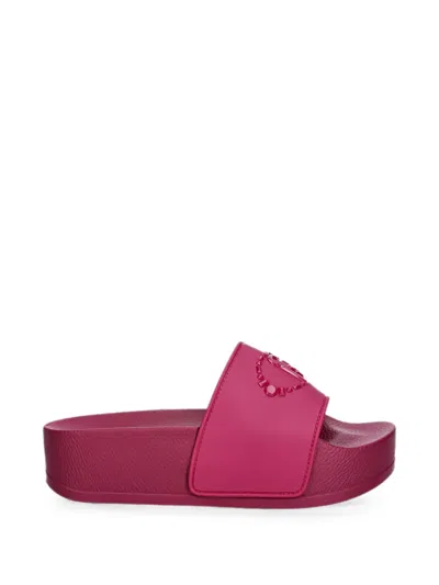 Liu •jo Embossed-logo Platform Slides In Pink