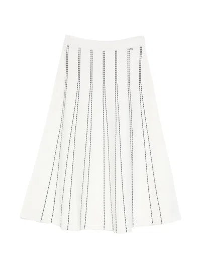 Liu •jo Embroidered A-line Midi Skirt In White