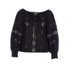 Liu •jo Liu Jo Blouse With Perforated Embroidery And Balloon Sleeves In Black