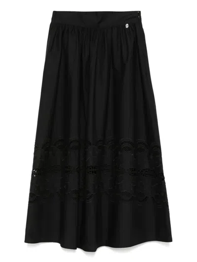 Liu •jo Cotton Skirt With Embroidery Liu-jo In Black