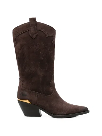 Liu •jo Embroidered Leather Boots In Multi