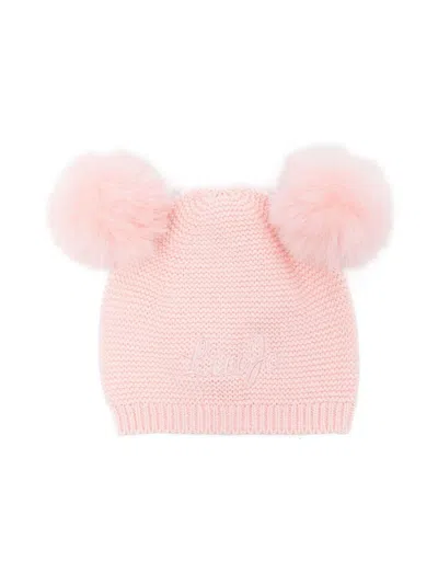 Liu •jo Babies' Embroidered-logo Beanie In Pink