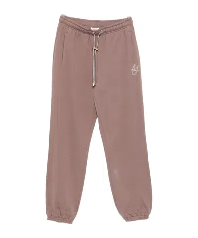 Liu •jo Embroidered Logo Drawstring Sweatpants In Brown