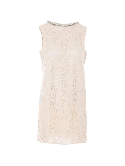 Liu •jo Embroidered Mini Dress In Neutral