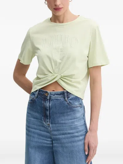 Liu •jo Embroidered Twist T-shirt In Green