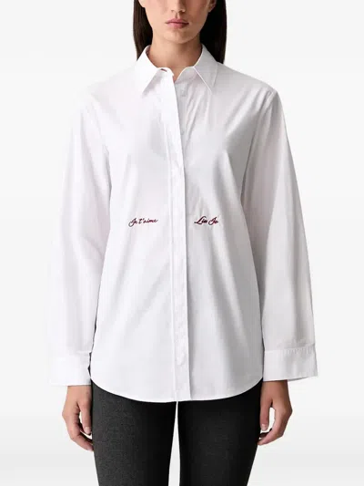 Liu •jo Embroidered-logo Shirt In White