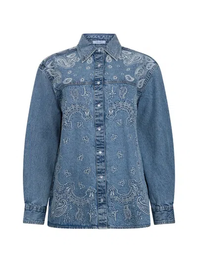 Liu •jo Embroidery Denim Shirt In Blue