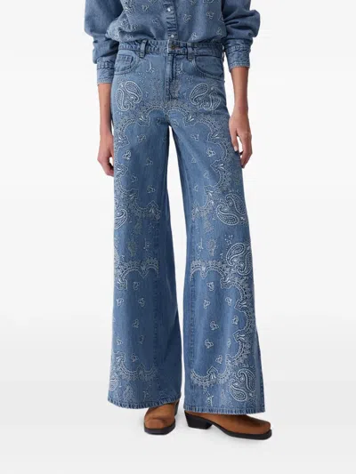 Liu •jo Embroidery Flared Jeans In Blue