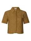 Liu •jo Cropped Shirt With Embroidery In Brown