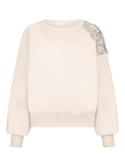 Liu •jo Embroidery Sweatshirt In Neutral