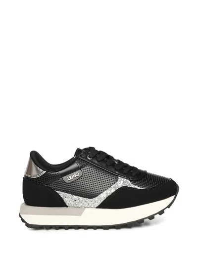 Liu •jo Evelyn 915 Glitter-panelled Platform Sneakers In Black
