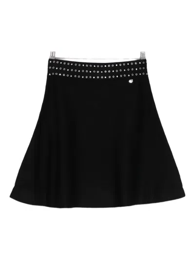 Liu •jo Eyelet-embellished Mini Skirt In Black