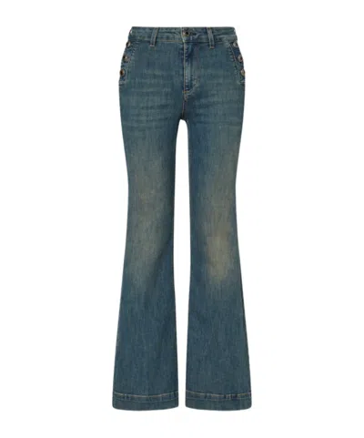 Liu •jo Faded Flared Jeans In Blue