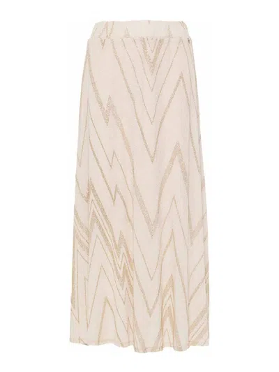 Liu •jo High-waisted Chevron-pattern Skirt In Light Beige