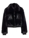 Liu •jo Faux Fur And Leather Jacket In Black