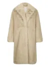 Liu •jo Faux Fur Beige Jacket With Three-quarter Sleeves In Neutral
