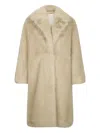 Liu •jo Faux Fur Beige Jacket With Three-quarter Sleeves In Brown