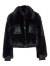Liu •jo Faux Fur And Leather Jacket In Black