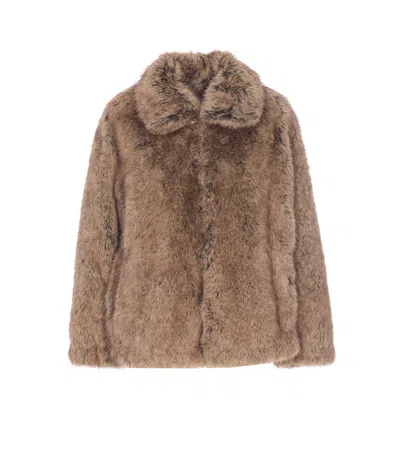 Liu •jo Faux Fur Jacket In Brown